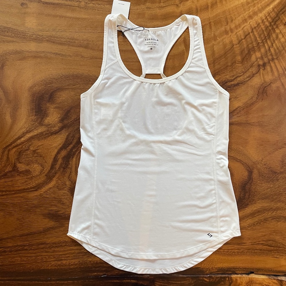NWT, Adanola Racerback Tank Top, White, Medium